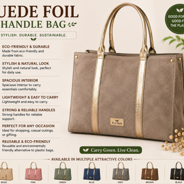 Suede Foil Handle Bag