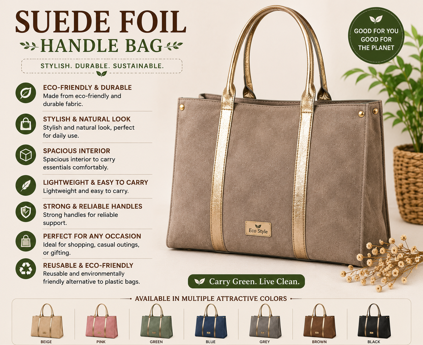 ChatGPT Image Jun 10, 2026, 11_37_18 PM Suede Foil Handle Bag - Image 1